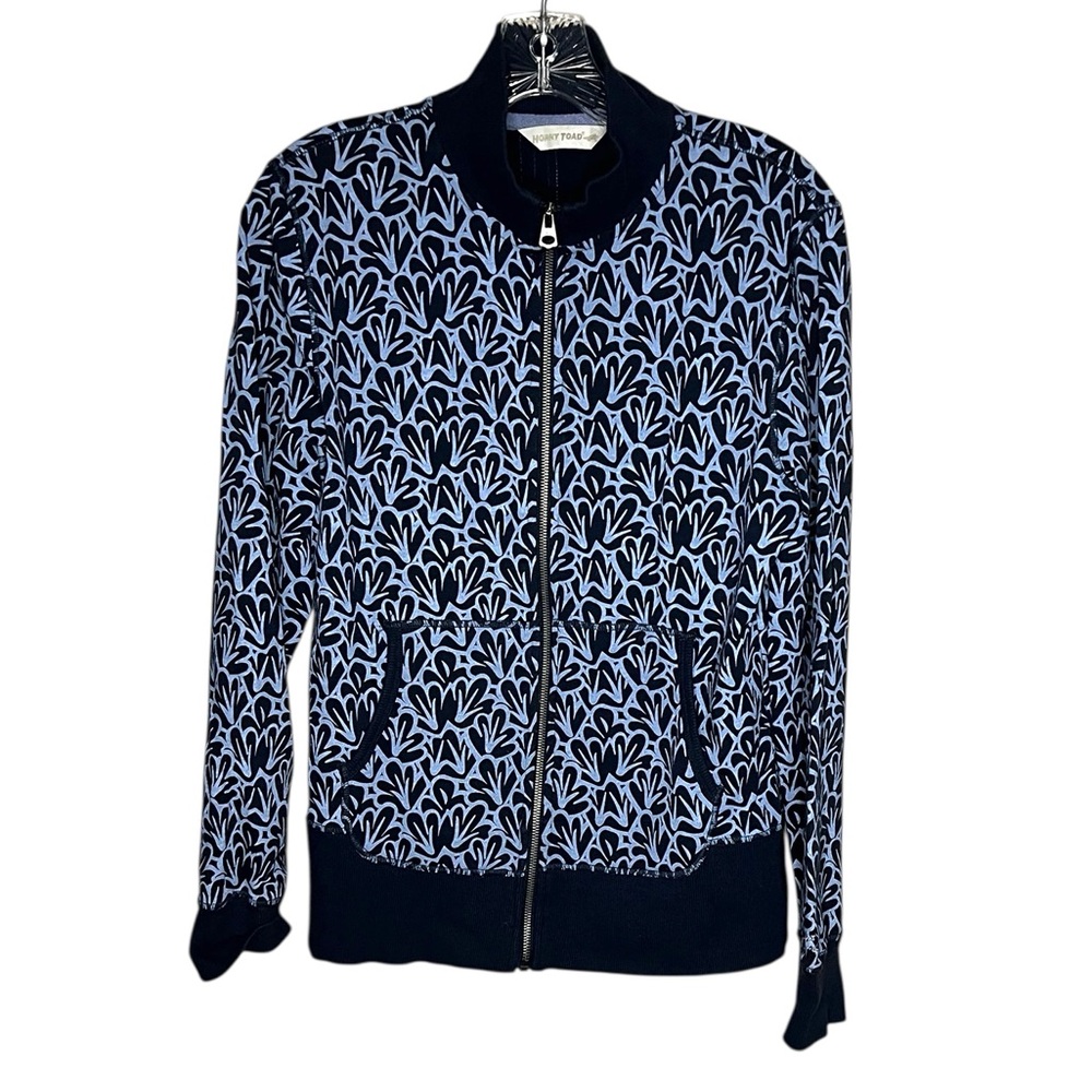Horny Toad Toad & Co Blue Patterned Bomber Athletic Jacket